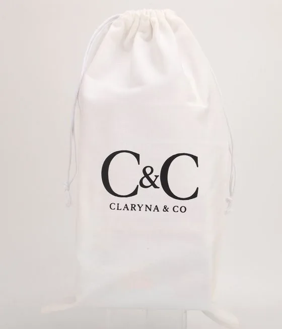 Bolsa de algodón con logo Claryna & Co, incluida en el kit de maderoterapia